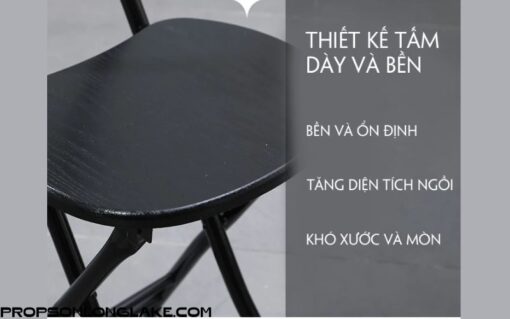 Ghế gỗ gấp gọn khung thép bền bỉ